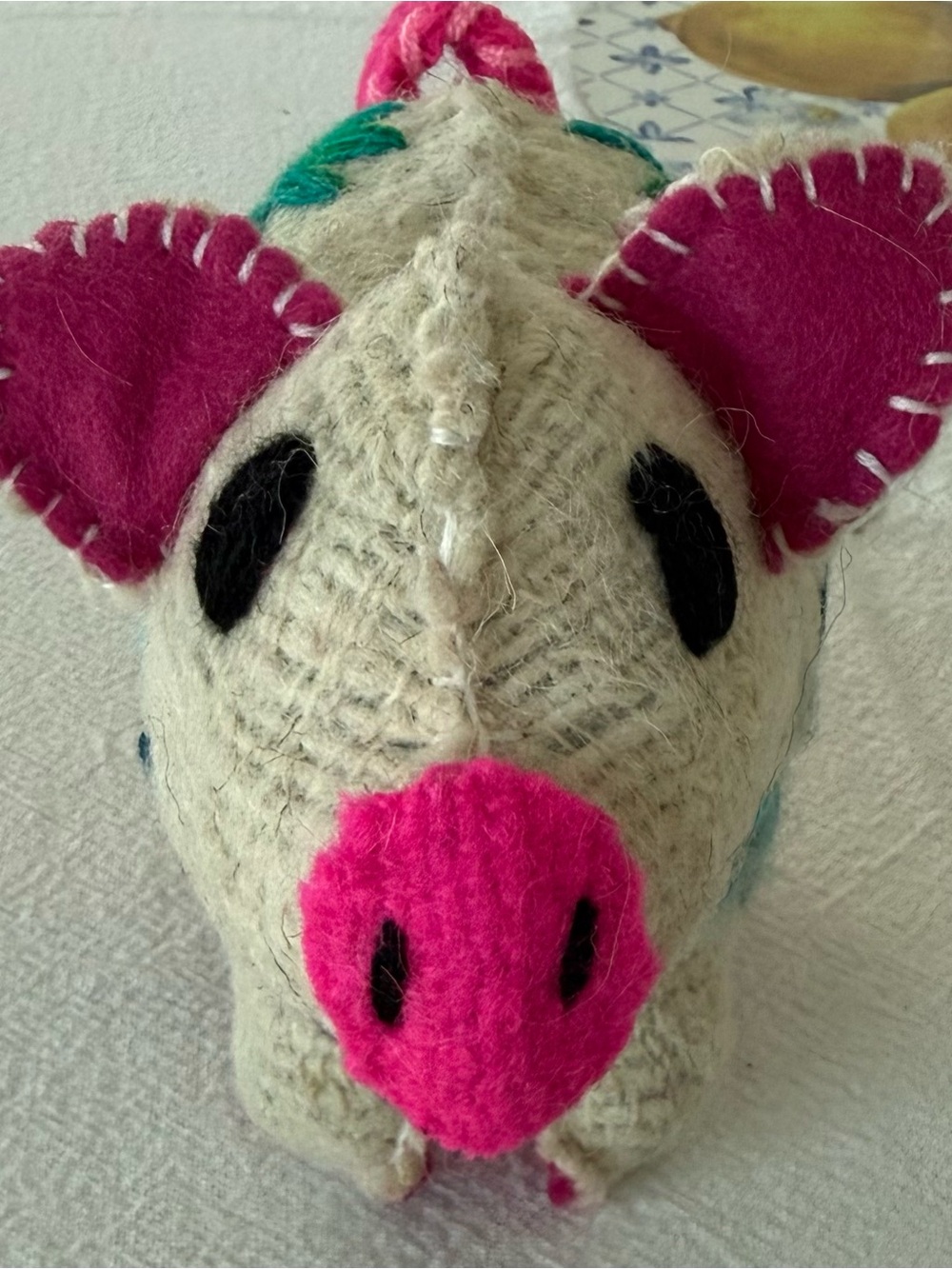 New In Gift Packaging Handcrafted by Trades of Hope Artisans Wool Pig Plush Toy